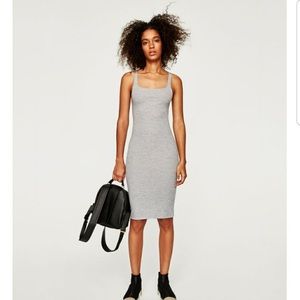 NWT Zara Trafaluc Gray Bodycon Tank Midi Dress